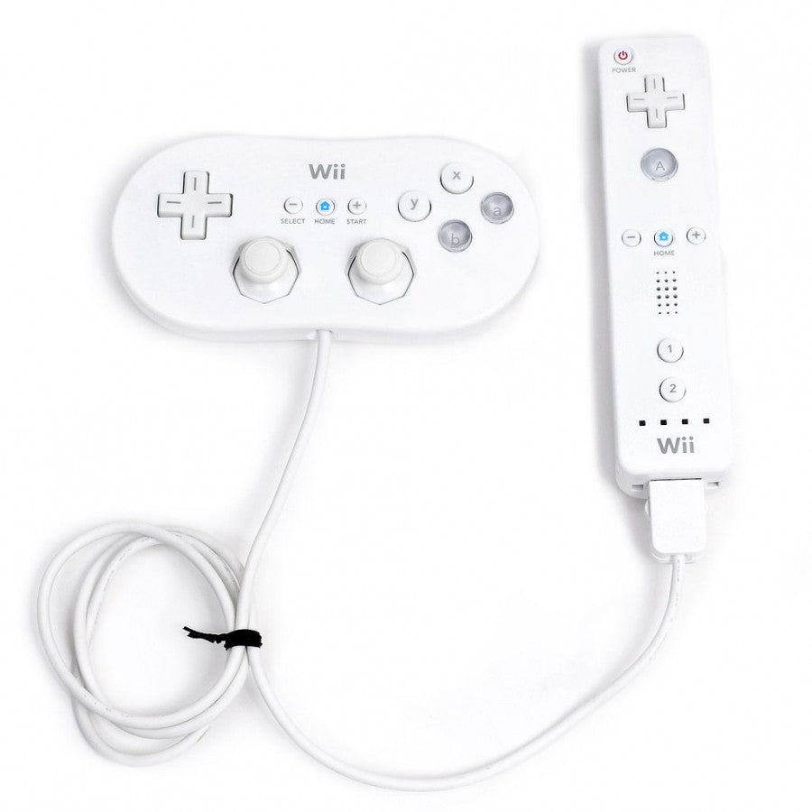 Wii Classic Controller, Nintendo Wii accessory, traditional gamepad for retro and Wii games, wired controller for console gameplay plugged into wii remote