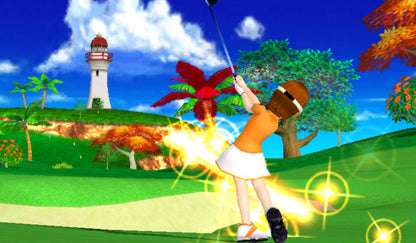 We Love Golf Nintendo Wii cover art for retro video game enthusiasts featuring arcade style golf gameplay colorful courses motion controlled swing mechanics multiplayer competition lighthearted sports action charming character designs and collectible gaming appeal gameplay