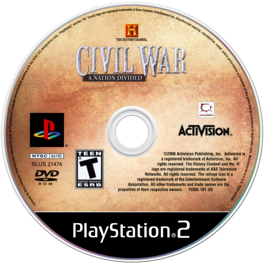 The History Channel: Civil War: A Nation Divided disc art for PlayStation 2 (PS2) video game