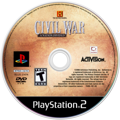 The History Channel: Civil War: A Nation Divided disc art for PlayStation 2 (PS2) video game