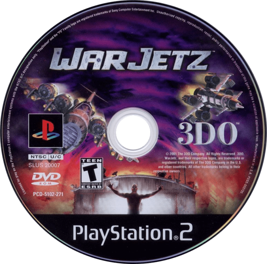 War Jetz – PlayStation 2 (PS2) video game disc, aerial combat action.