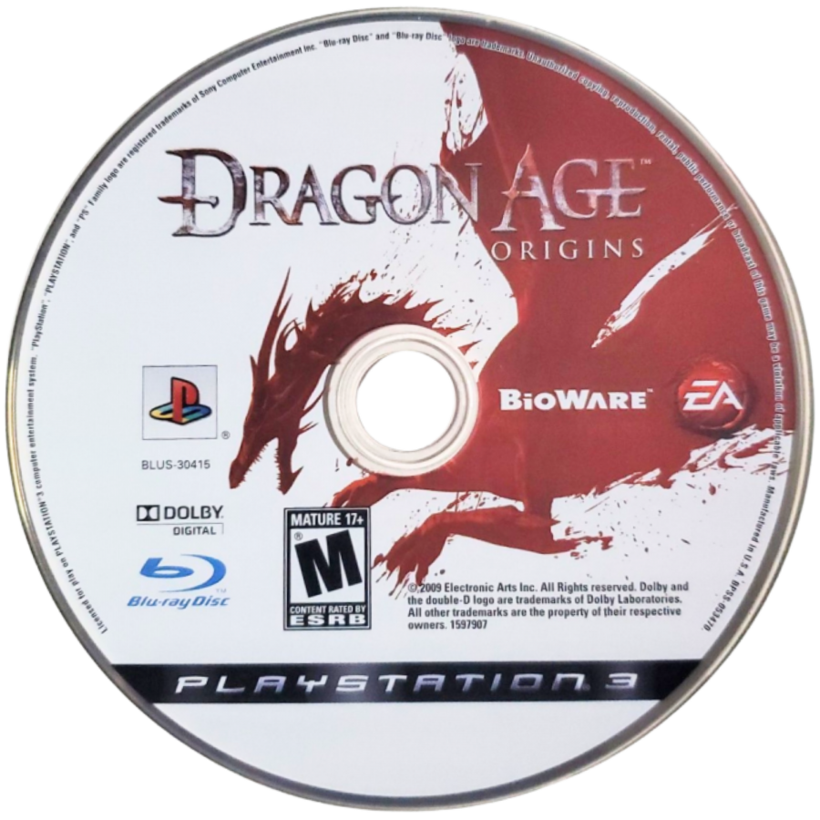 Dragon Age: Origins for PlayStation 3 (PS3) featuring an epic dark fantasy RPG where you play as a Grey Warden tasked with uniting a fractured kingdom against the demonic Blight; craft your hero's legacy through deep character customization, tactical party-based combat, and a complex choice-driven narrative where every decision shapes the future of Ferelden disc