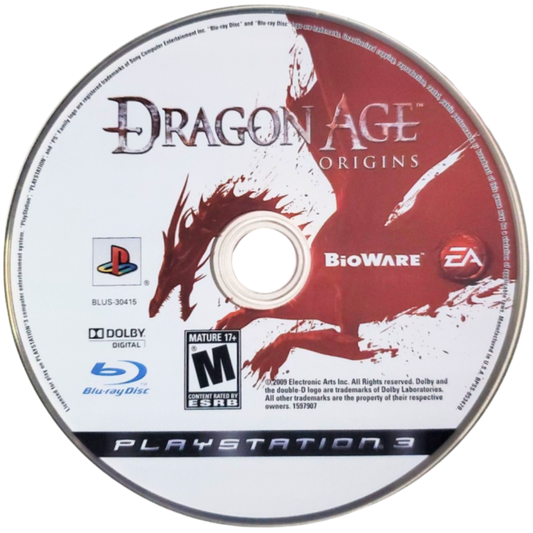 Dragon Age: Origins for PlayStation 3 (PS3) featuring an epic dark fantasy RPG where you play as a Grey Warden tasked with uniting a fractured kingdom against the demonic Blight; craft your hero's legacy through deep character customization, tactical party-based combat, and a complex choice-driven narrative where every decision shapes the future of Ferelden disc