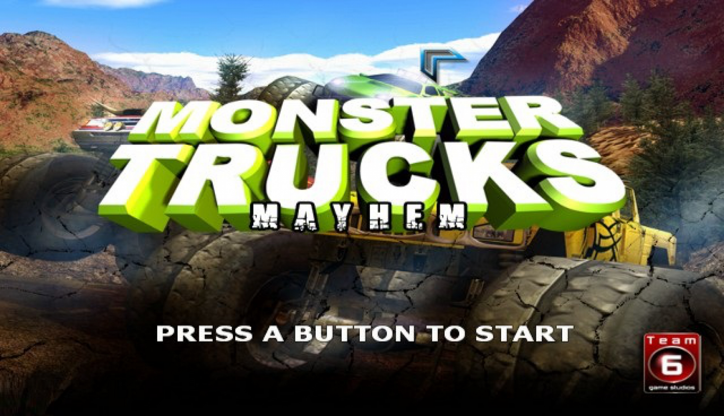 Monster Trucks Mayhem – Nintendo Wii (Wii) monster truck racing arcade sports video game title screen