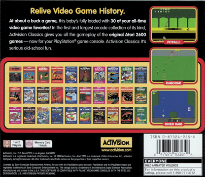 Activision Classics back cover art for PlayStation 1 (PS1) video game