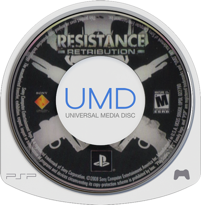 Resistance: Retribution PSP third-person shooter video game disc