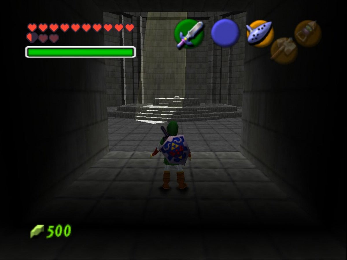 The Legend of Zelda Ocarina of Time Collectors Edition Nintendo 64 N64 gold cartridge action adventure game Link Hyrule classic Zelda series puzzle solving dungeon exploration boss battles Nintendo retro gaming cartridge video game title gameplay