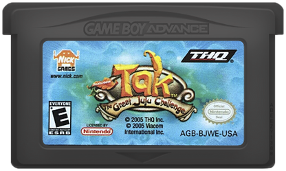 Tak The Great Juju Challenge Game Boy Advance cartridge for retro video game featuring platform adventure gameplay magical tribal themed worlds puzzle solving challenges cartoon style visuals quest progression and portable handheld action adventure on the GBA system