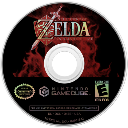 The Legend of Zelda Ocarina of Time Master Quest Nintendo GameCube GC video game featuring action adventure gameplay Link character Hyrule exploration dungeon puzzles challenging Master Quest dungeons sword combat shield defense magical items Ocarina music time travel boss battles and legendary Zelda fantasy adventure enhanced challenge edition retro video game collection collectible gaming appeal disc
