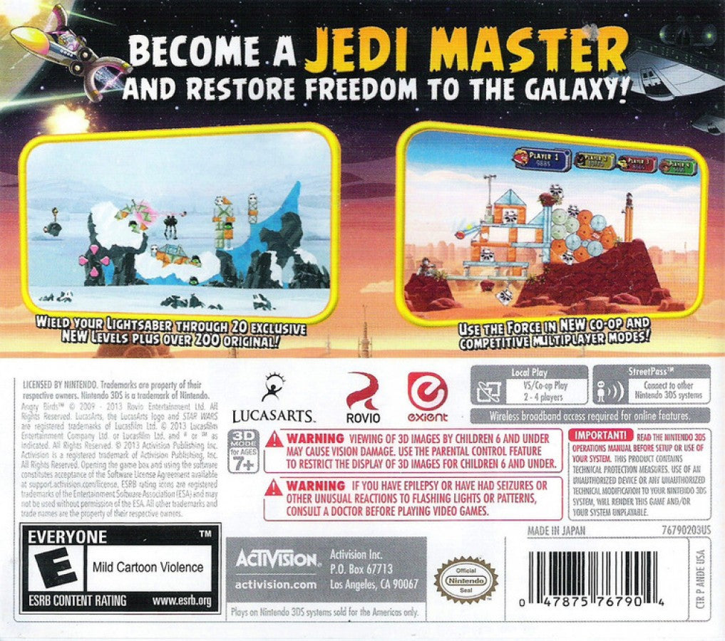 Angry Birds: Star Wars back of case for Nintendo 3DS (3DS) puzzle action video game