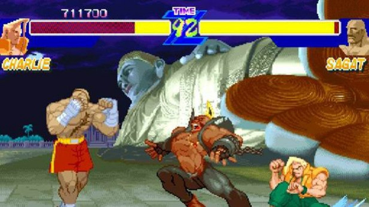 Street Fighter Alpha Anthology retro PlayStation 2 video game Street Fighter fighting game arcade combat Capcom multiplayer classic fighting collection console title PlayStation 2 release gameplay