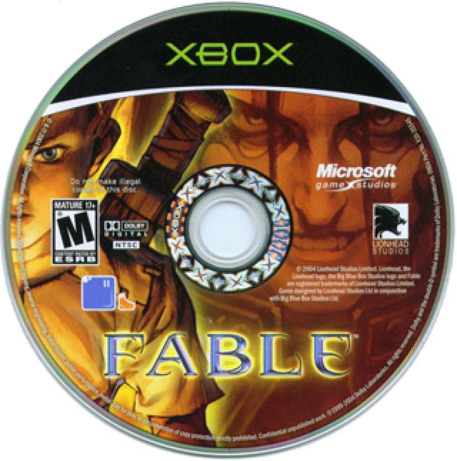 Xbox game disc for 'Fable' with Microsoft Game Studios logo