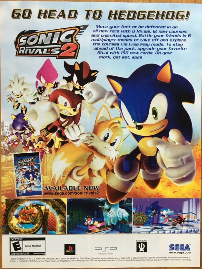 Sonic Rivals 2 [Greatest Hits] PlayStation Portable (PSP) back of case racing platformer game