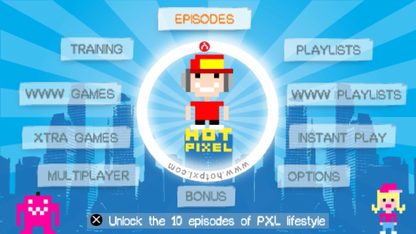 Hot Pixel title page for PlayStation Portable (PSP) arcade-style mini-game collection