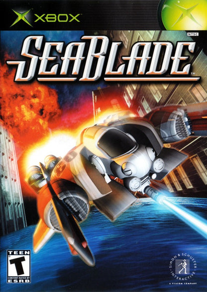 SeaBlade Xbox XBOX for flight combat video game fans featuring futuristic hovercraft action high speed aerial missions ocean environments intense dogfights sci fi weapons arcade style gameplay challenging campaign immersive futuristic adventure collectible gaming appeal front cover art