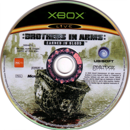 Brothers in Arms: Earned in Blood disc art for Xbox (XBOX) video game