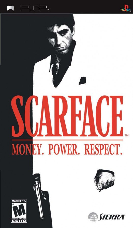 Scarface: Money. Power. Respect cover art for PlayStation Portable (PSP) action-adventure game