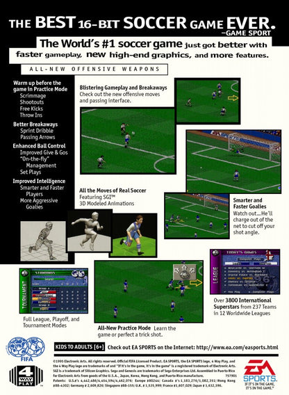 FIFA 96 back cover art for Sega Genesis (GEN) video game