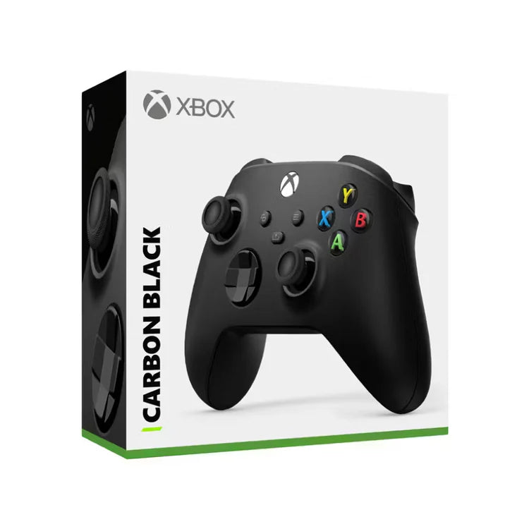 Xbox Wireless Controller Carbon Black wireless controller for Xbox Series X and Series S featuring a matte black design with textured grips hybrid D pad Bluetooth connectivity share button and ergonomic layout for comfortable gaming across console PC and mobile devices