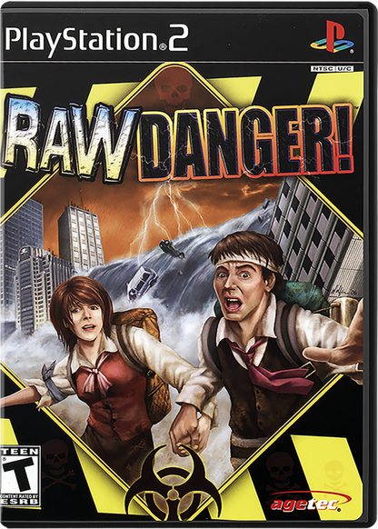 Raw Danger – PlayStation 2 (PS2) video game cover image, survival action-adventure game.
