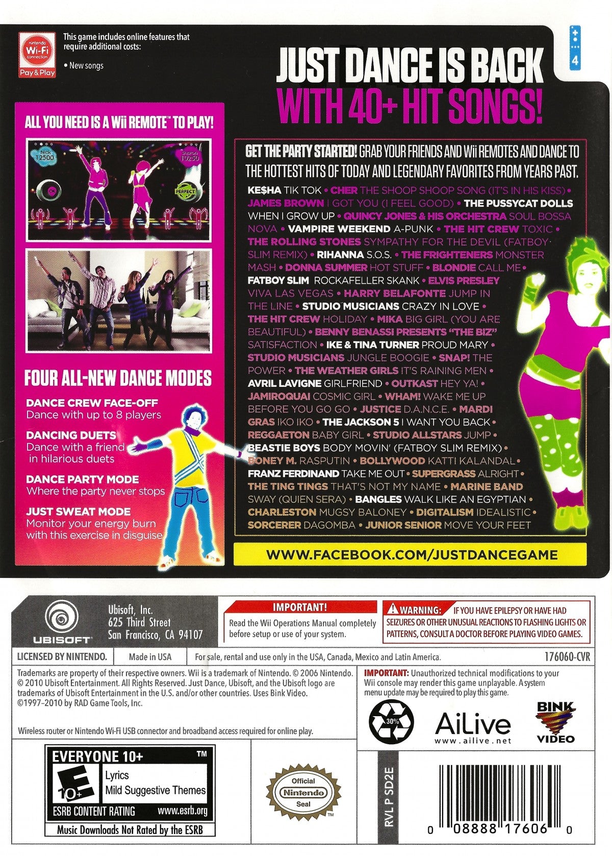 Just Dance 2 back cover art for Nintendo Wii (Wii) video game