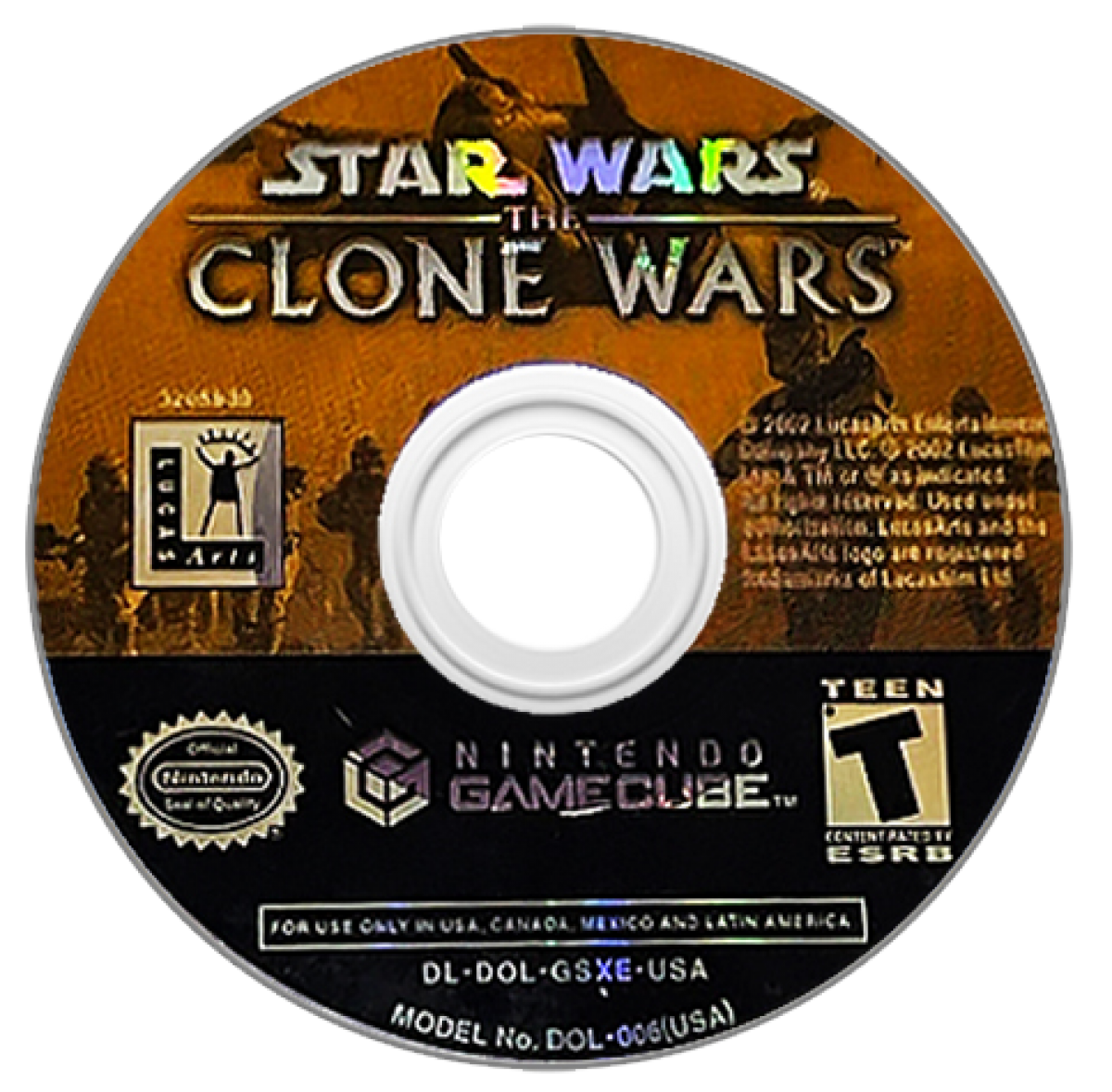 Star Wars The Clone Wars Nintendo GameCube GC for action adventure video game fans featuring Clone Wars battles Jedi and clone troopers vehicle combat lightsaber action blaster weapons multiplayer missions iconic Star Wars characters and cinematic galactic warfare collectible gaming appeal game disc