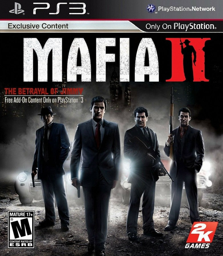 Mafia II PlayStation 3 PS3 video game, open-world crime action, story-driven gameplay, third-person shooter, classic console title cover art 