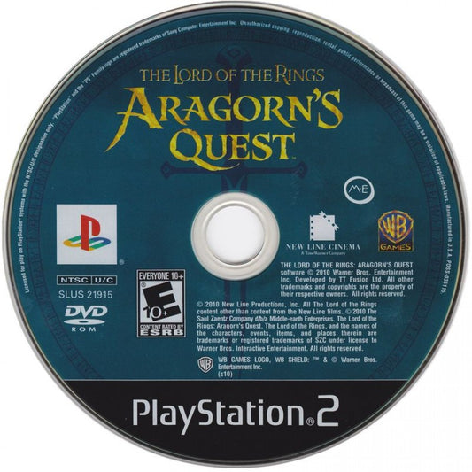 Lord of the Rings Aragorns Quest PS2 PlayStation 2 action adventure game retro video game disc