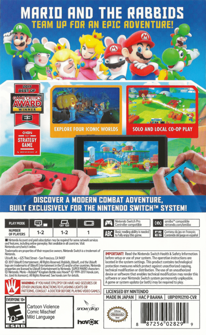Mario and Rabbids Kingdom Battle back of box for Nintendo Switch (NS) video game