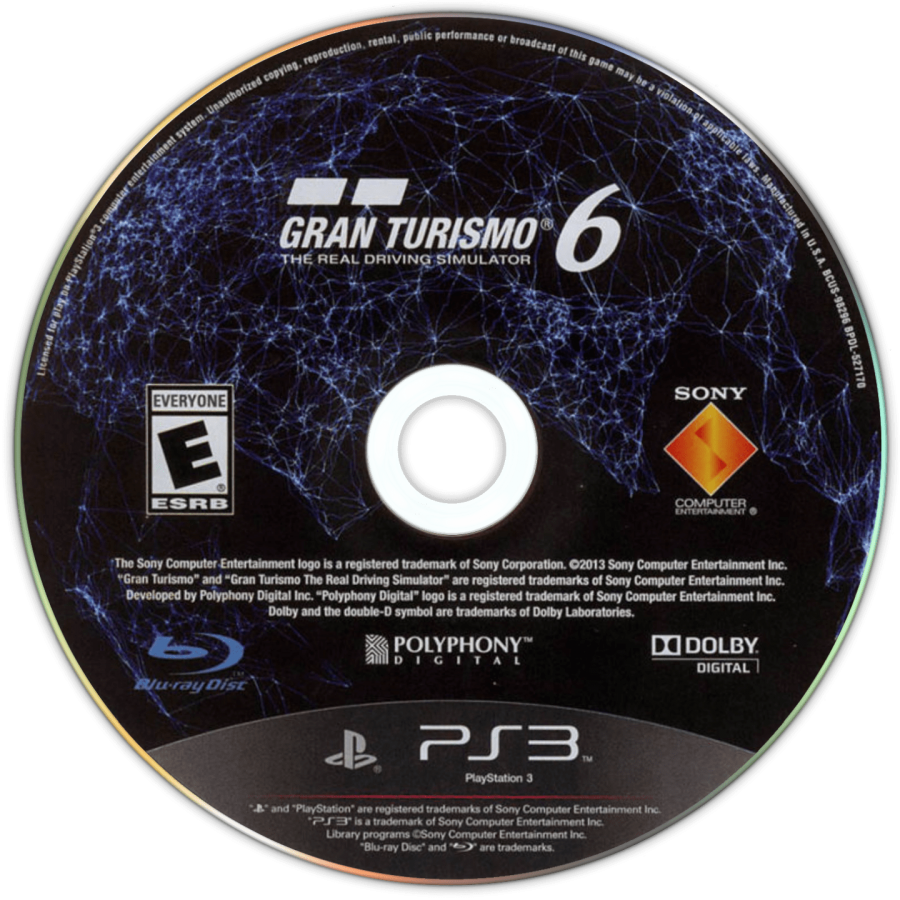 Gran Turismo 6 disc for PlayStation 3 (PS3) video game