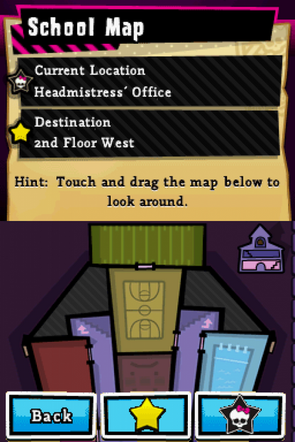 Monster High: Ghoul Spirit for Nintendo DS — a school-life adventure where you create your own ghoul, attend classes, complete tasks, build friendships with famous Monster High characters, and uncover spooky mysteries around the school gameplay
