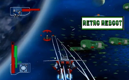 Robotech Battlecry PlayStation 2 PS2 for action shooter video game fans featuring mech combat transforming Veritech fighters fast paced aerial battles sci fi missions anime inspired storytelling weapon upgrades space warfare and classic Robotech adventure collectible gaming appeal gameplay