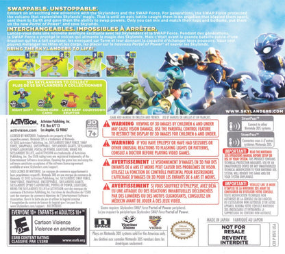 Skylanders: Swap Force back of case for Nintendo 3DS (3DS) action adventure video game