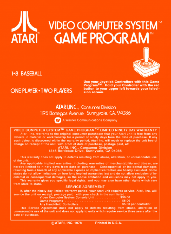 Home Run back cover art for Atari 2600 (2600) video game