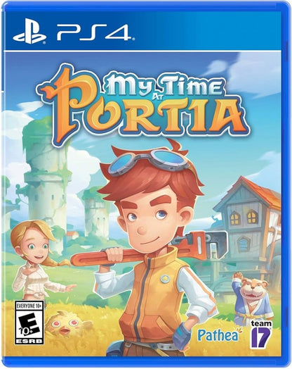 My Time at Portia retro PS4 video game My Time at Portia life simulation crafting farming adventure open world town building RPG inspired gameplay console release cover art front cover 
