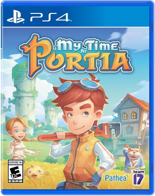 My Time at Portia retro PS4 video game My Time at Portia life simulation crafting farming adventure open world town building RPG inspired gameplay console release cover art front cover 