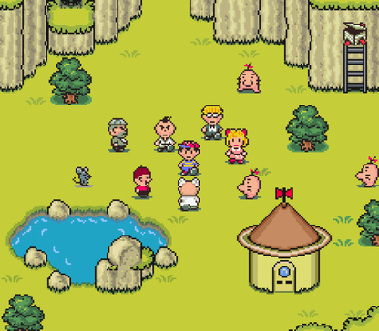 EarthBound SNES Super Nintendo game classic RPG adventure Nintendo retro video game cartridge collectible rare cult favorite turn based role playing game for SNES console gameplay