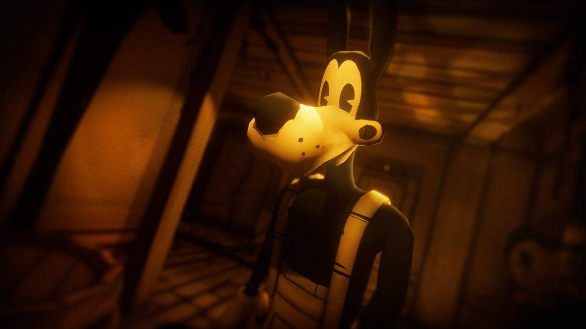 Bendy and the Ink Machine PlayStation 4 PS4 first-person horror puzzle video game Bendy cartoon characters ink world Joey Drew Studios atmospheric exploration puzzles stealth sequences gameplay 