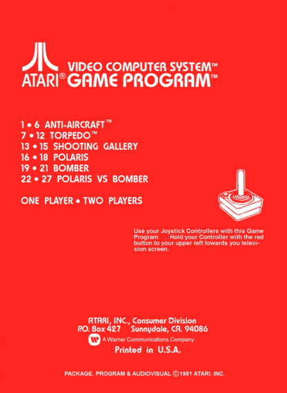 Air Sea Battle back cover art for Atari 2600 video game 