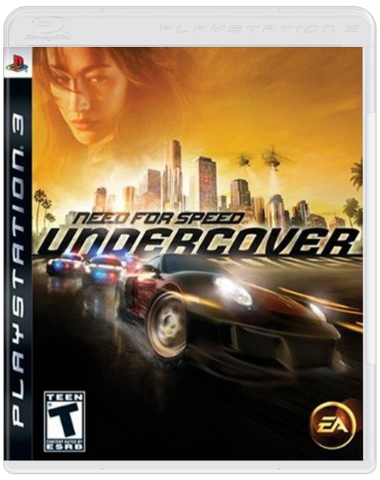 Retro Need for Speed Undercover PS3 inspired design featuring high speed street racing aesthetic HD era exotic sports cars undercover police storyline cinematic pursuits urban nightlife illegal racing action nostalgic arcade driving presentation cover art