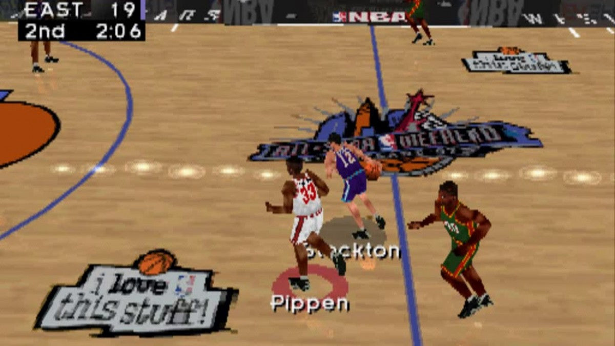 NBA Live 98 basketball simulation game featuring NBA teams and players season mode fast paced gameplay and realistic court action gameplay  