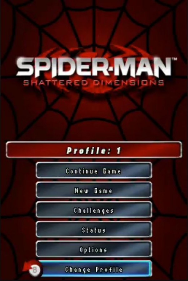 Spider-Man: Shattered Dimensions for Nintendo DS action adventure video game featuring multiple Spider-Man versions, web-swinging combat, villain battles, puzzle platforming, and stylus driven handheld gameplay experience gameplay