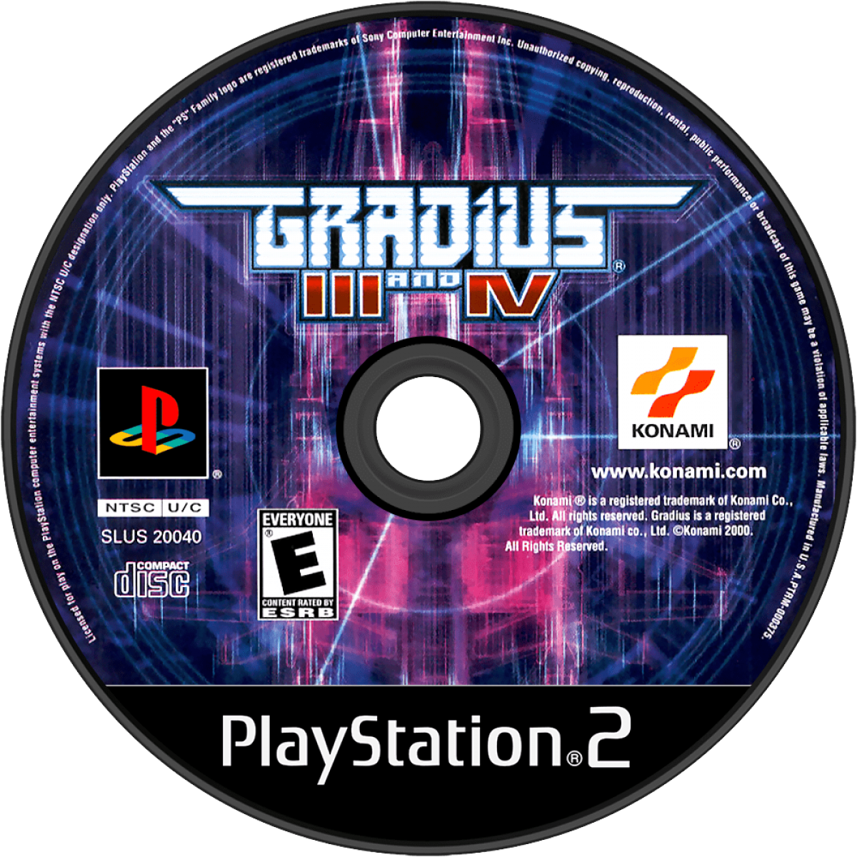 Gradius III and IV PlayStation 2 PS2 retro video game shoot em up disc (2000)