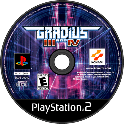 Gradius III and IV PlayStation 2 PS2 retro video game shoot em up disc (2000)