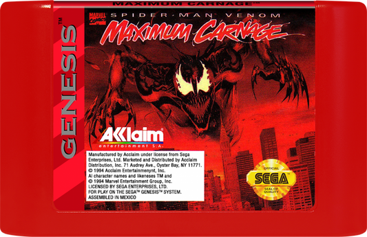 Spider-Man/Venom: Maximum Carnage [Red Cartridge] cartridge for Sega Genesis (GEN) video game