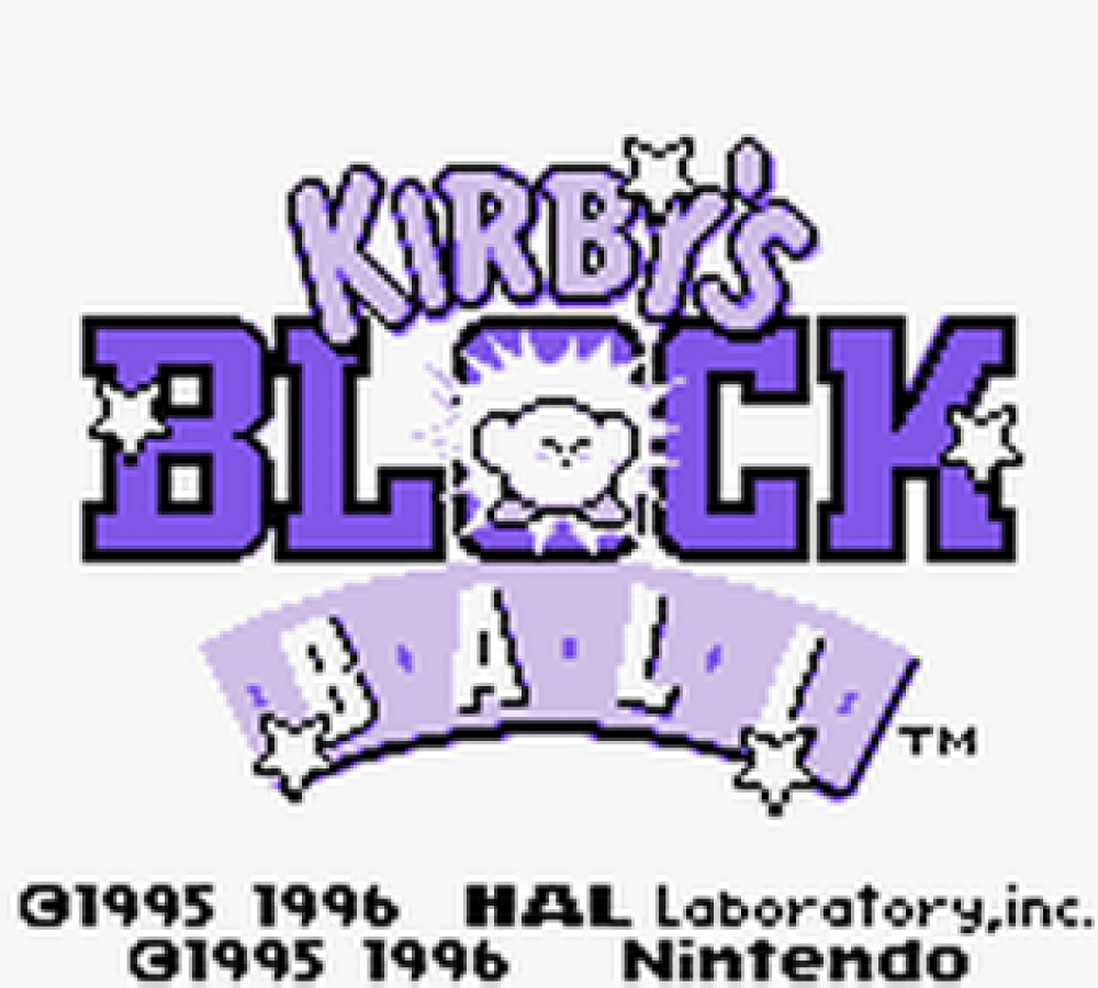 Kirby's Block Ball title screen for Game Boy (GB) video game