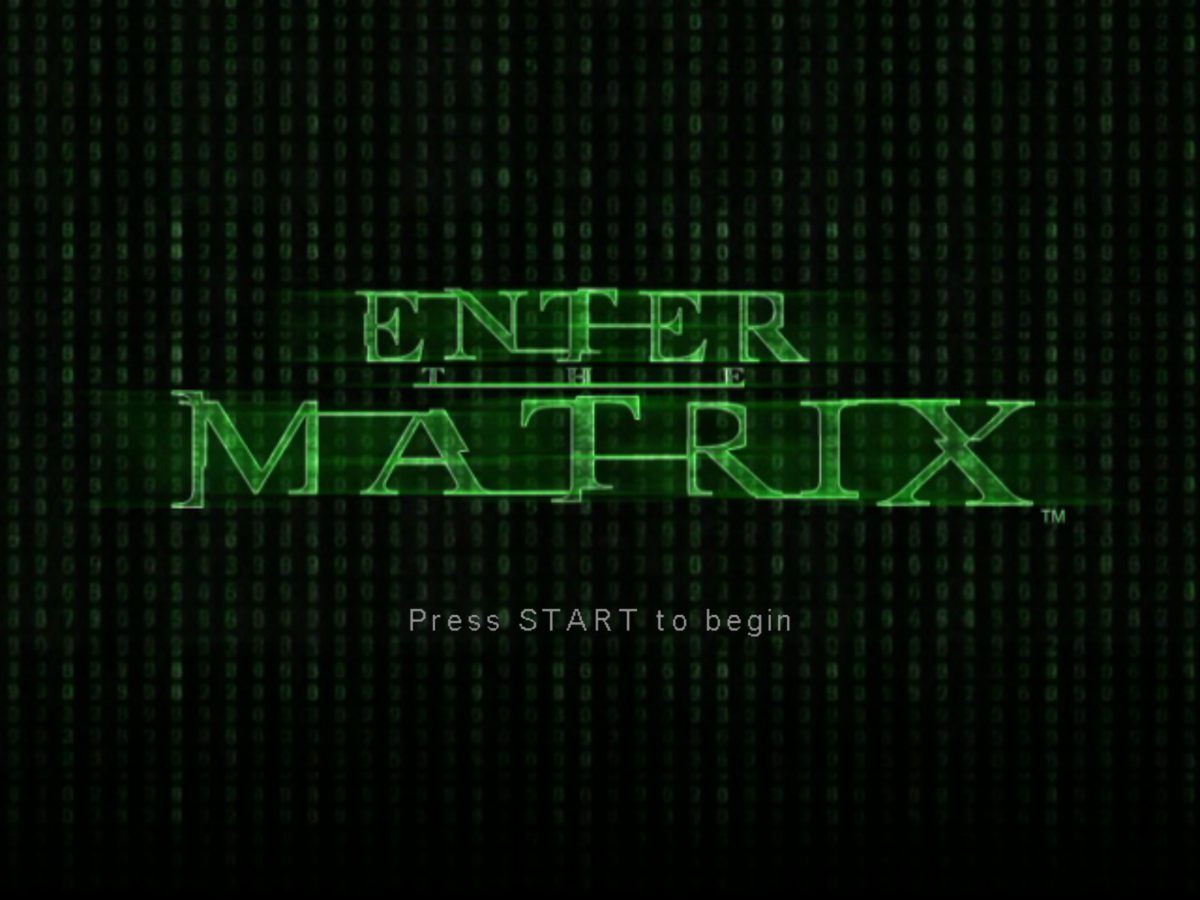 Enter the Matrix Xbox video game, action adventure, third-person shooter, sci-fi gameplay, movie tie-in, classic console title main menu