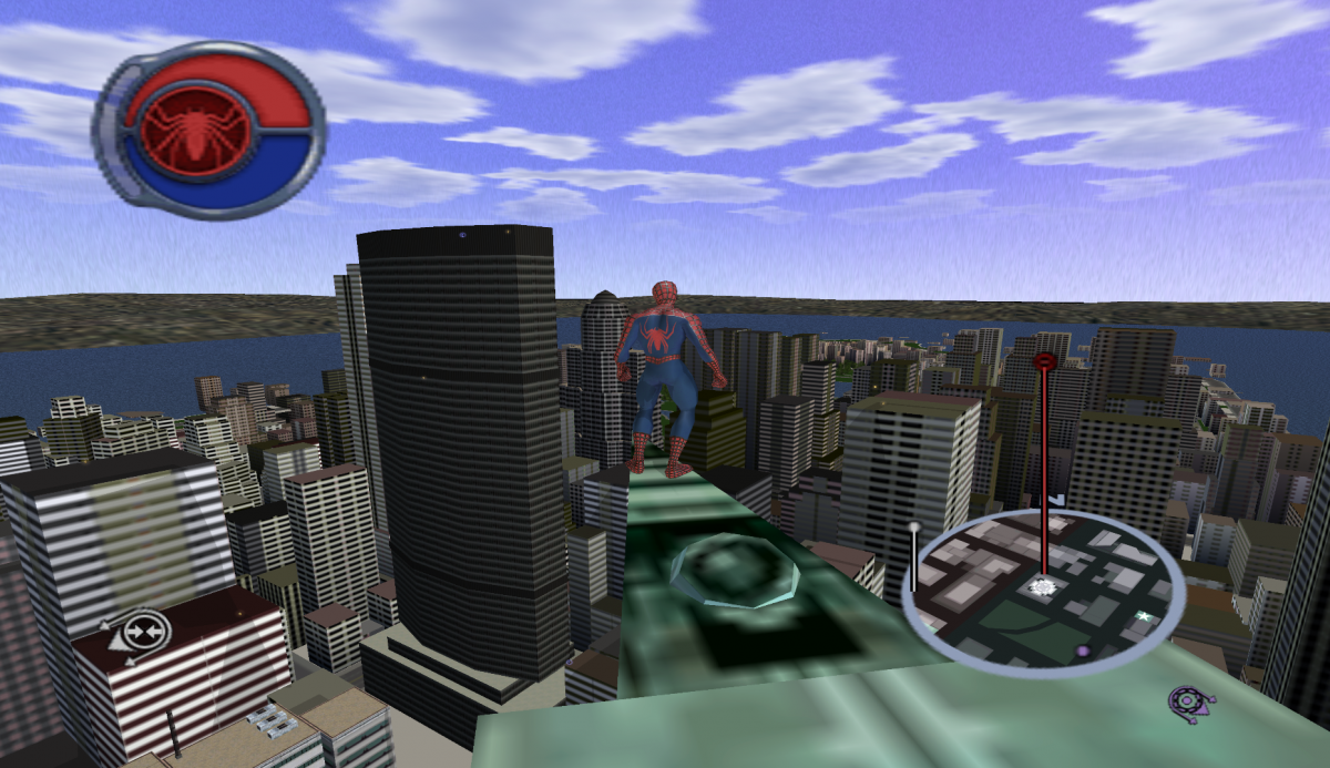 Spider-Man 2 Greatest Hits PlayStation 2 PS2 video game, open-world action adventure, superhero web-slinging gameplay, Marvel console title gameplay screenshot