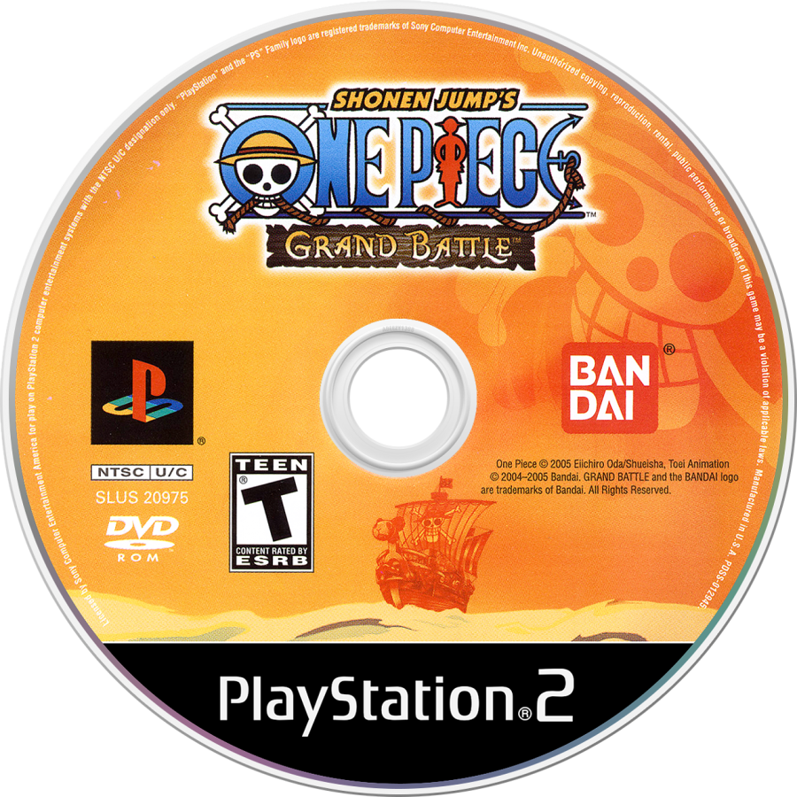 One Piece: Grand Battle – PlayStation 2 (PS2) video game disc, 3D fighting action game.
