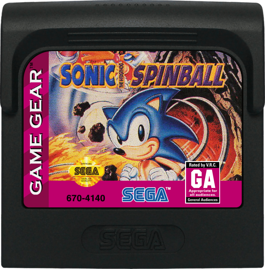 Sonic The HedgeHog: Spinball cartridge cover art for Sega Game Gear (GG) video game